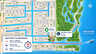 Illustrierte Viertelkarte mit Markierung der Villa, Kanälen und Bootsroute ins offene Wasser - Traum-Urlaub-Florida
