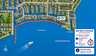 Illustrierte Karte der Kanäle zum Caloosahatchee River mit eingezeichneter Bootsroute - Traum-Urlaub-Florida